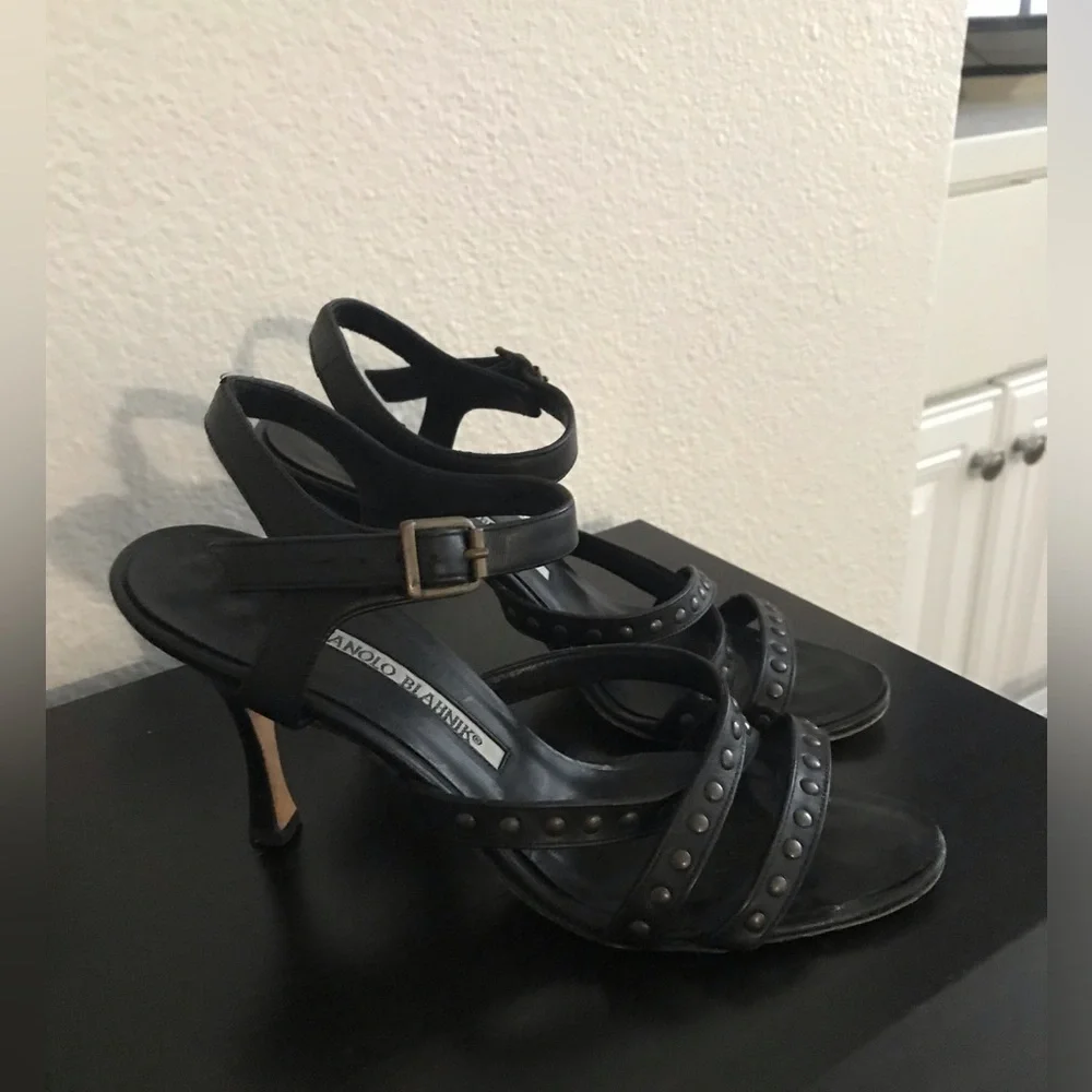 MANOLO BLAHNIK Black  High Heel Sandals SZ 35.5